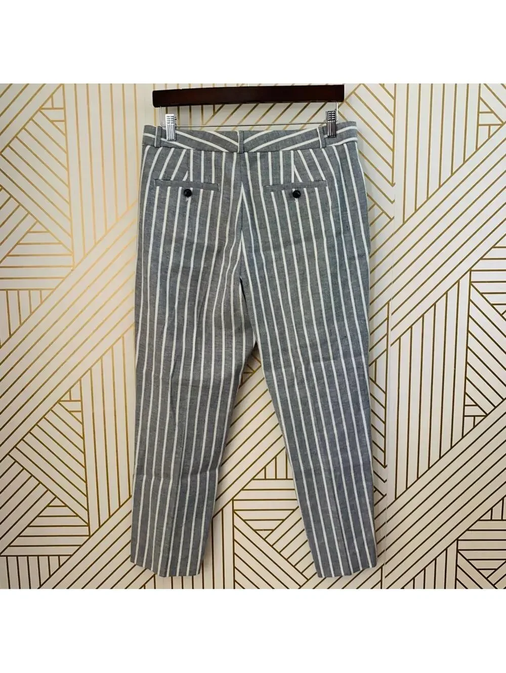 Banana Republic Avery Linen Cotton Stretch Stripe Striped Pants ankle cropped 10